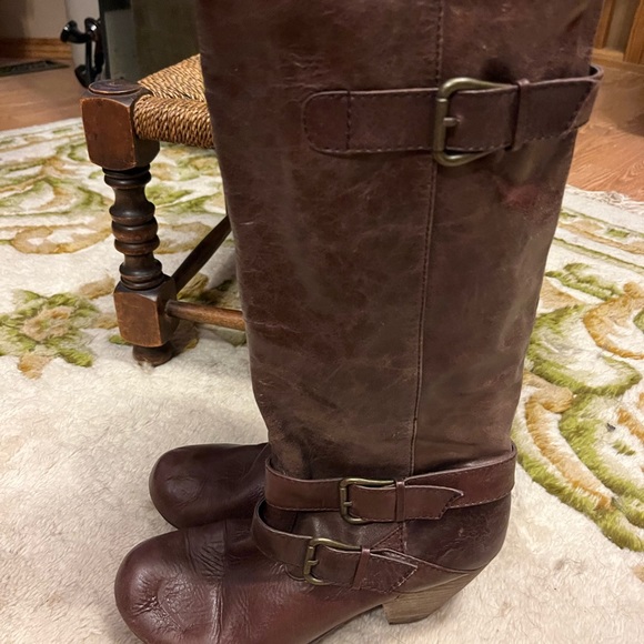 Brown leather bottom chunk heel tall boot sz 9 - Picture 4 of 7